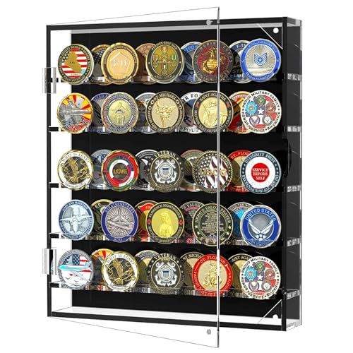WLSANX Münzhalter für Militär- und Herausforderungsmünzen - Acryl Carmanon Display für 45 Medaillen, Pokerchips, Anime-Münzen