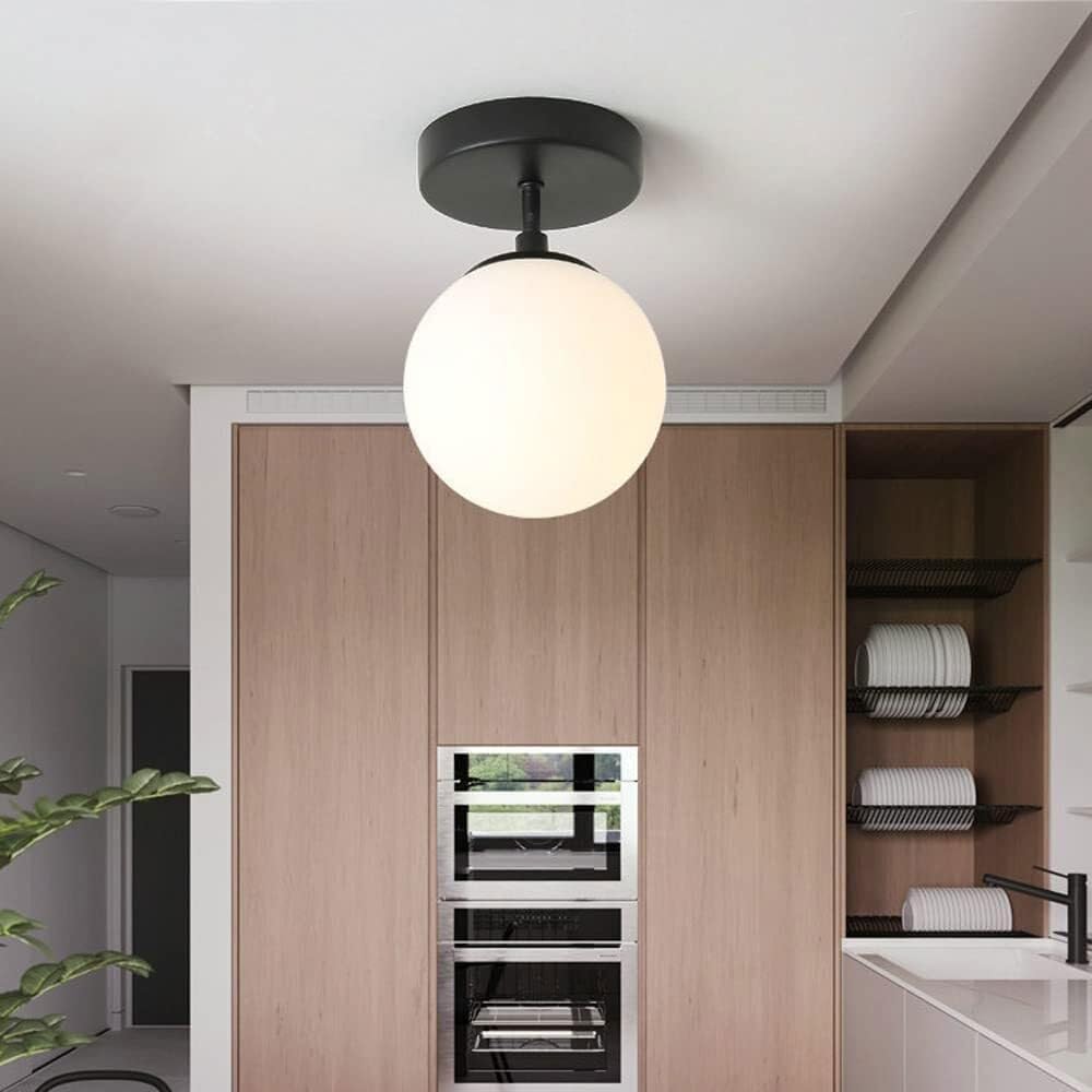Modern Glass E27 Flush Mount Ceiling Light - Minimalist 1-Light Fixture for Home Entryway and Indoor Spaces