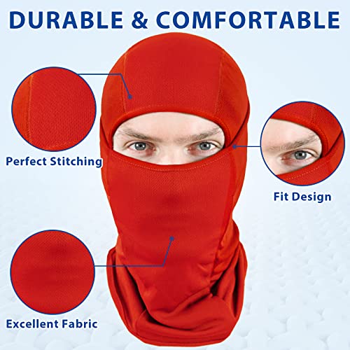 Sheverch Ski Mask For Men Women Balaclava Face Mask Breathable Uv Protection Football Running Riding Motorcycle Cycling Red #TOP2