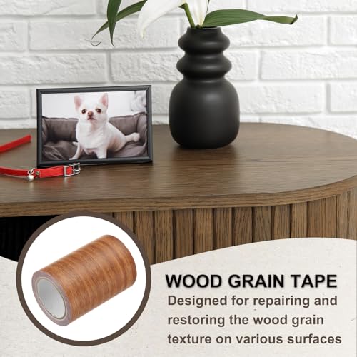 Image of PATIKIL Wood Grain Tape 3.1 inch x 15 Ft, Self-Adhesive Wood Texture Repair Tape Realistic Wood Effect Contact Paper Patch for Furniture Cabinets Floor Walls Home Decoration, Orange Oak