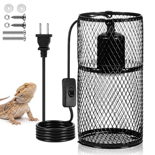 Image of VIHOSE 1 Pcs Reptile Heat Lamp Guard Anti Scald, 4 Inch, Black, Black