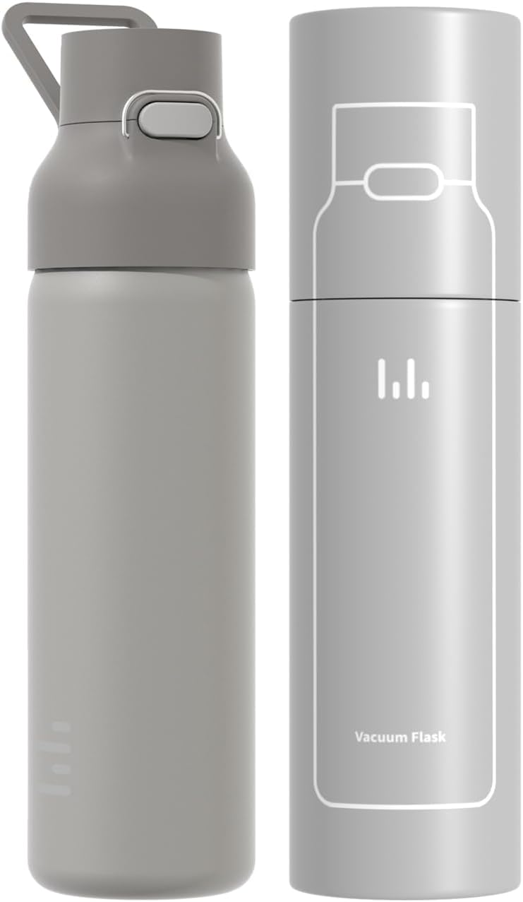24oz Insulated Water Bottle, 316L Stainless Steel Double Wall Vacuum Bottle, Keeps Drinks Cold or Warm, Leakproof One-Handed Flip Lid for Gym, Office, Travel & Daily Use (1 Pack)