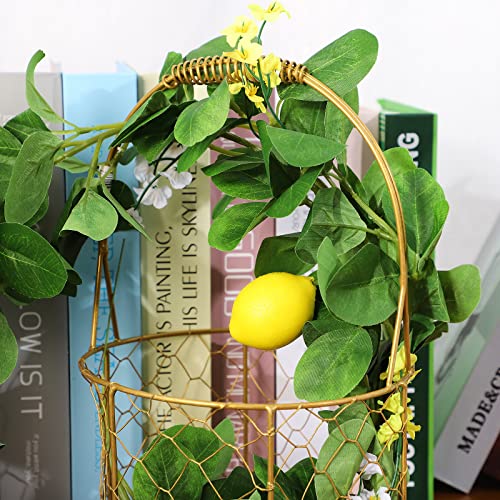 Kuppn Artificial Lemon Garland, 3.6 Ft Summer Garland With Greenery And Fake Lemons, Decor Flower For Mantle Bridal Shower Front Door Indoor Outdoor Wall Home Decorations, 110Cm #TOP6
