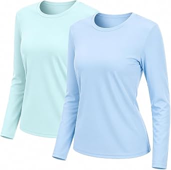 2 Pack Rash Guard for Women UPF 50+ Sun Shirts UV Protection Long Sleeve Workout Tops Lightweight Quick Dry Swim Hiking Shirt