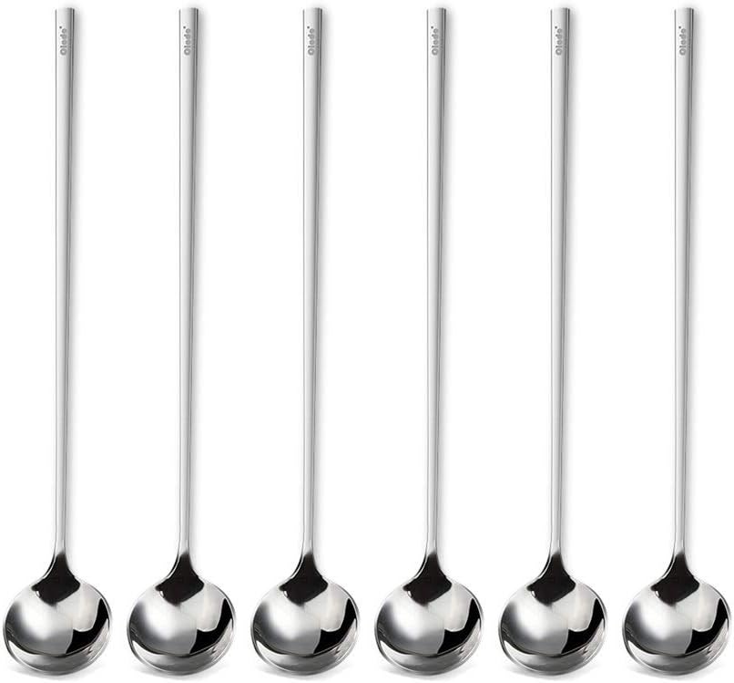 Dinner Spoon Set Stainless Steel Long Handle Stirring Rod Coffee Juice Milk Beverage Honey Stirring Spoon Seasoning Spoon Dessert Spoon Dinner Spoon/Soup Ladles (Color : B S