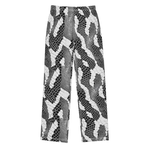 Boys' Pants Black White Snake Scales Long Bottoms Jogger Pants Elastic Waist Trousers with Pockets S-XL
