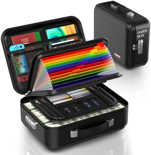 EDMUED Fireproof Document Box, Waterproof Safe Box with Combination Lock