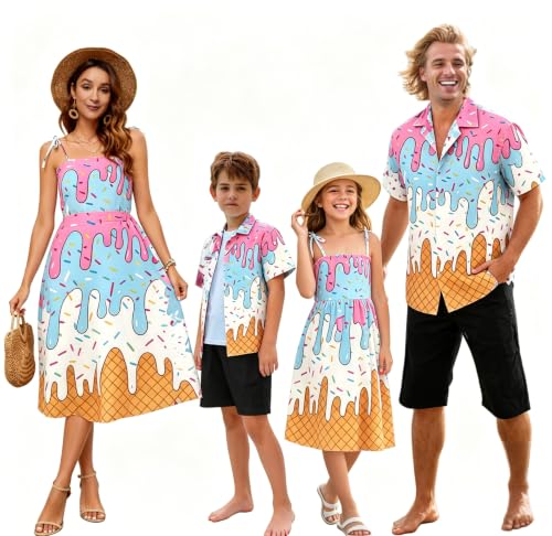 Image of SANGTREE Family Matching Hawaiian Outfits , Casual Beach Travel Clothes ,Vacation Clothing Set for Women & Men & Girls & Boys