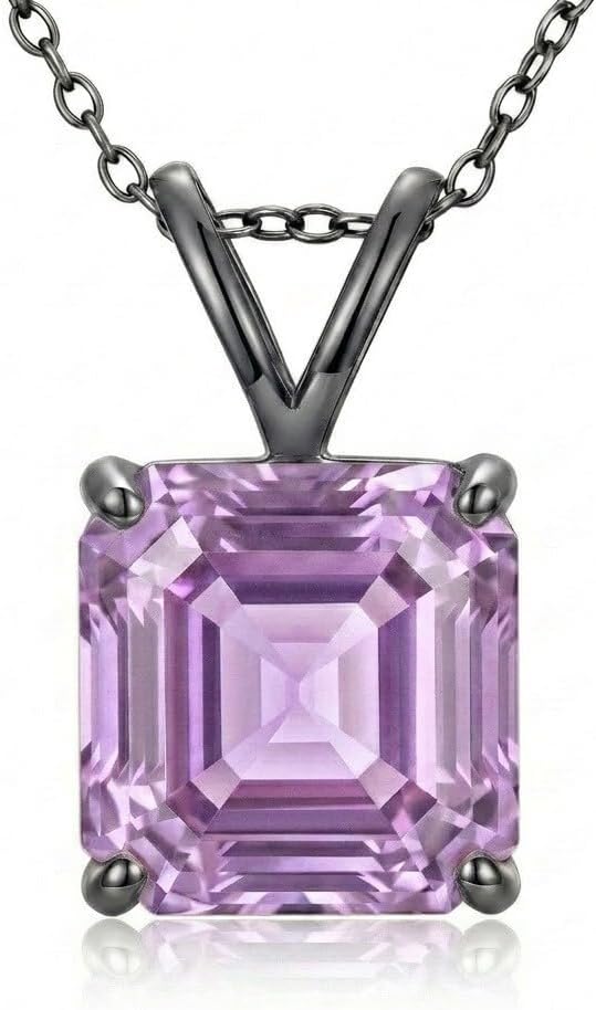 10K 14K 18K Gold Natural Amethyst Solitaire Necklace, Customizable 1-10 Carat, Purple Gemstone Solitaire Pendant Necklace Jewelry Gifts for Women Wife Mother