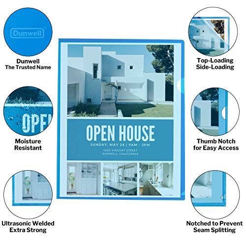 Dunwell Clear File Folders Sleeves- (6 Pack, Assorted 6 Colors), Acid-Free Poly, Letter Size 8.5X11 Transparent Plastic Folder, Clear Project Folders, Colored Project Sleeves, See Through File Folders #TOP3