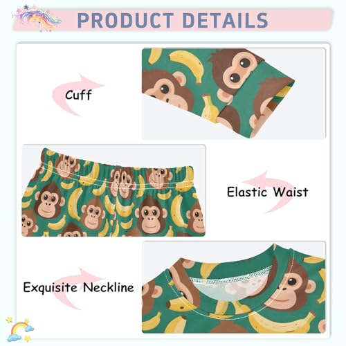 Cartoon Orangutan Prints Cute Pajama Sets Long Sleeve Top and Pants, Snug Fit Sleepwear for Night Wears4