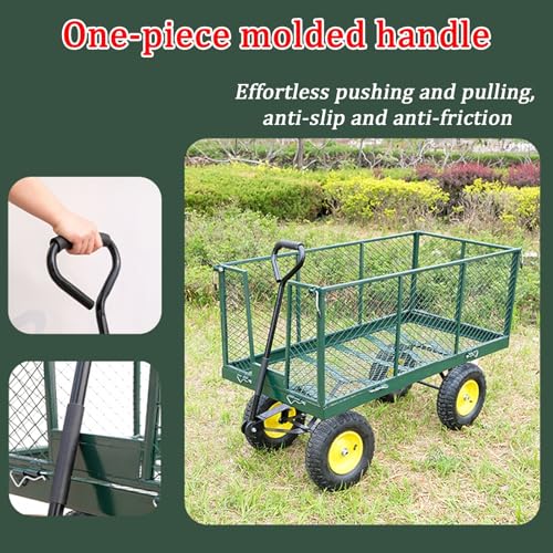 Carro de jardin plegable de 4 ruedas, carga super pesada, ruedas silenciosas todo terreno, con valla removible (120x48 cm) miniatura 3