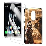 OAGELIM 2er Pack Bildschirm Schutzfolie + Hülle Kompatibel mit Lenovo Vibe X3 (5.5 Zoll) Künstlerisch Bedruckte Hülle & Gehärtetes Glas Kratzfest (Krieger)