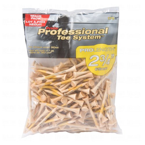 Pride Professional tee System ProLength tee, 2-3/4 inch-175 Count Bag (Yellow on Natural) by Pride Professional tee System