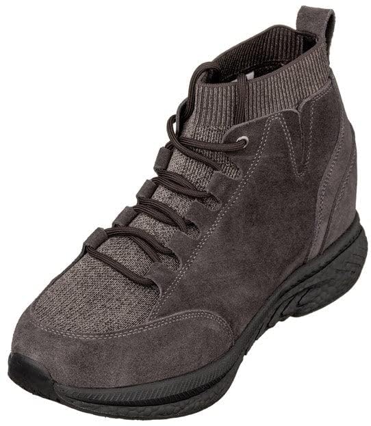 Image of CALTO Men's Invisible Height Increasing Elevator Shoes - Dark Brown Fashion High Top Technical Sneakers - 3 Inches Taller - S23203- Size 8 D(M) US