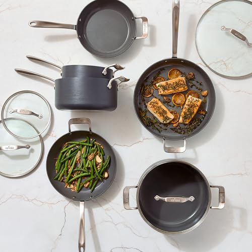 Image of All-Clad HA1 Ceramic Nonstick, 10-Piece Pots & Pans Set, Induction Ready | Complete ceramic nonstick cookware set, Scratch-Resistant Exterior, Superior Easy Organized Stacking, Oven Safe up to 450