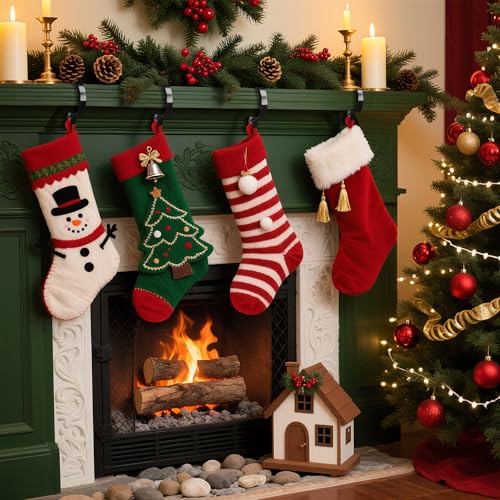 Doitory Christmas Stocking Holder Hanger,6 Pack Adjustable Stocking Holders for Mantle and Fireplace Metal Decoration for Xmas Holiday Party
