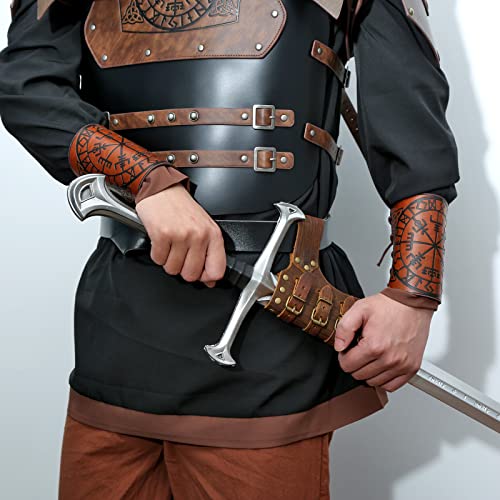 Hzman Viking Leather Sword Frog Larp Renaissance Costume Accessory Rapier Knight Sword Holster (Brown) #TOP3