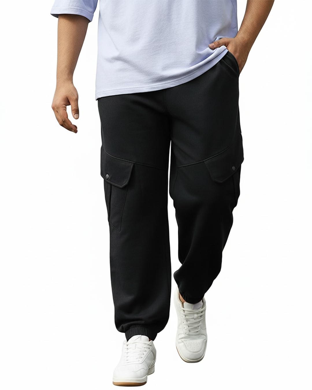 bewakoof Air 1.0 Men's Terry Solid Super Loose Fit Plus Size Joggers-picture-15