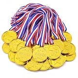Gryviktok 30 Médailles Enfant Dorées avec Rubans, Trophées, Médaille Personnalisable pour Récompenses Sportives, Événements Scolaires Et Jeux Enfants, Porte Médaille Plastique De Qualité