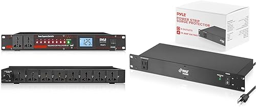 Miniatura 8 de Pyle Acondicionador secuenciador de potencia de 10 tomas, 13 amperios y 2000 W, regulador de fuente de alimentación digital Pro Audio con lectura de