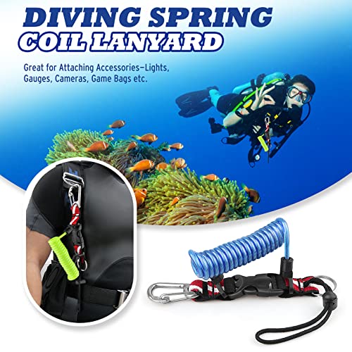 Cordão enrolado para mergulho, corda retrátil de aço inoxidável resistente com fivela de liberação r
