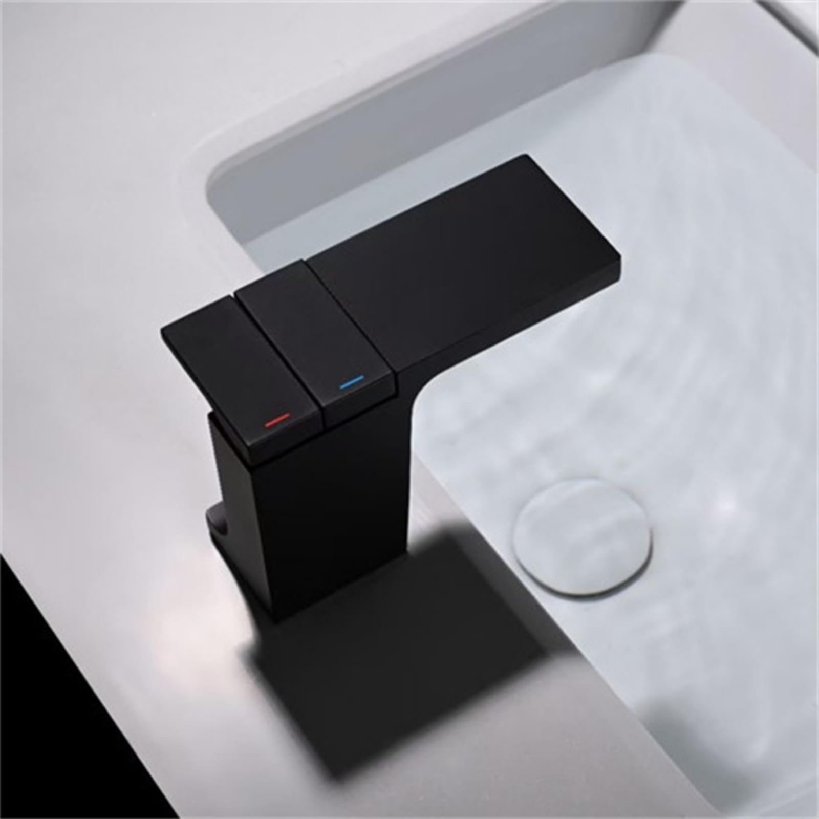 ANVLOJRIH Bathroom Sink Taps Basin Mixer Tap Waterfall Black Sink Mixer Double Handle Mixers