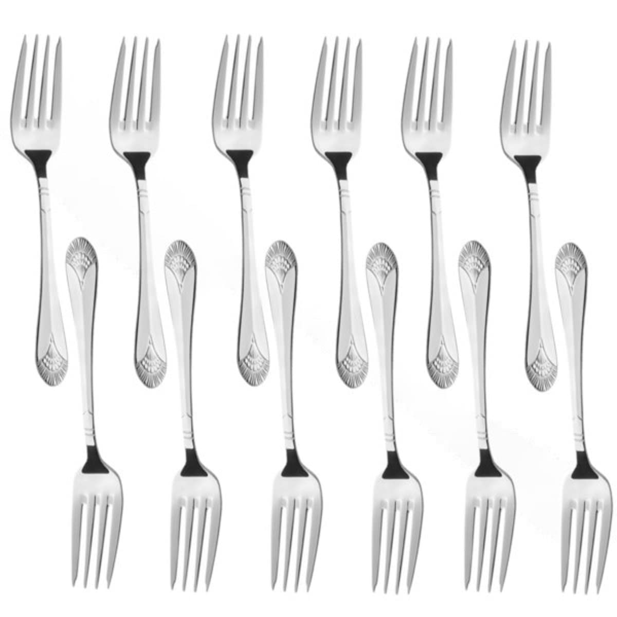 TrueCraftware- Set of 12 Stainless Steel Elizabeth Salad Fork- Stainless Steel Silverware Flatware Cutlery Kitchen Tableware Set for Home and Restaurant Flatware Forks Silverware Salad Fork