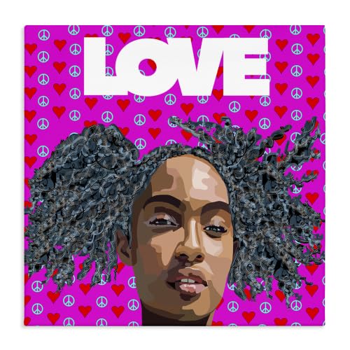 'Patterned Pink Love Peace Sign Hearts Person'| Canvas Art