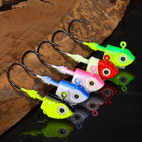 Sougayilang Swimbait Jig Head Lead Flats Jig Head Bait Lead Weighted Hooks Fish Jig Heads Fishing Accessories-15Pcs-1.05Oz(30G) #TOP4