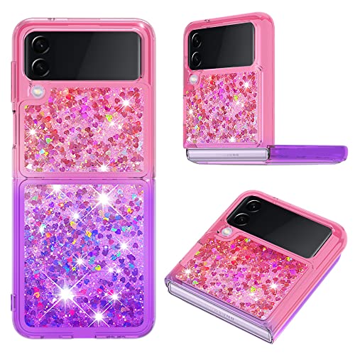 Ccsmall Clear Case For Samsung Galaxy Z Flip4 5G, Bling Gradient Quicksand Glitter Soft Tpu Bumper Shockproof Phone Case Cover For Samsung Galaxy Z Flip 4 Jb Pink Mauve #TOP7