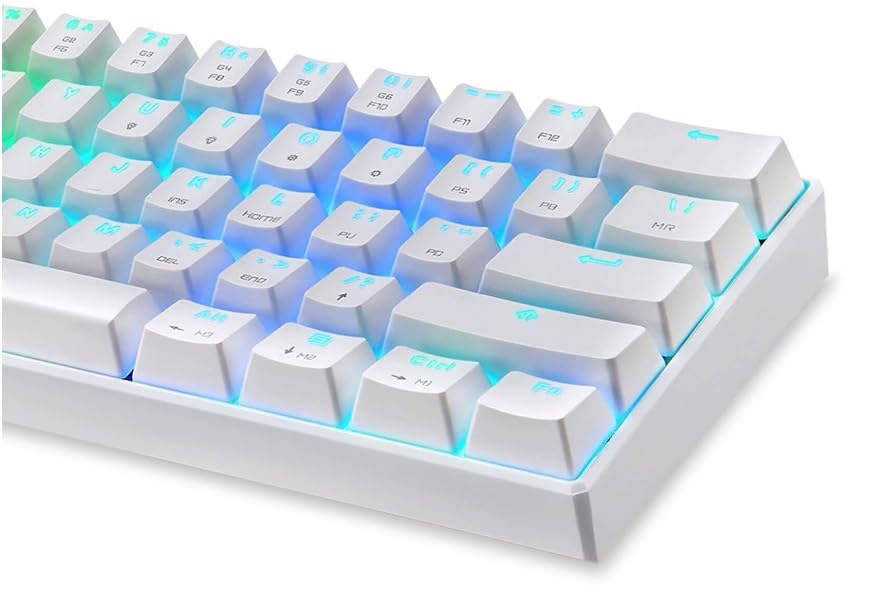 Teclado Mecânico Gamer Motospeed CK61 Branco RGB, Blue Switch, BR