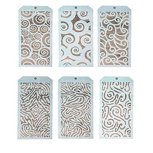 Image of SLGIFT Diy Decorative Stencil Template For Scrapbooking Painting On Wall Furniture Crafts,Set Of 6 (Seamless Wave)