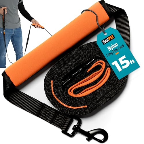 15ft Long Leash for Dogs - Long Line Dog Leash for Training Recall/Commands at Distance - Nylon...