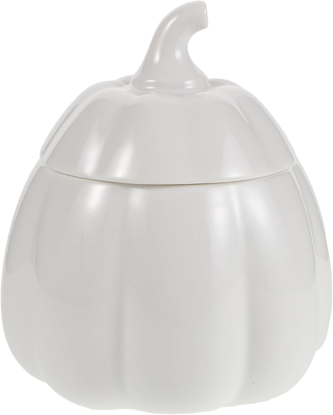 Luxshiny Pumpkin Shaped Ceramic Soup Bowl with Lid Fall Halloween Candy Dish White Baking Casserole Pot for Home Thanksgiving Party Serving
