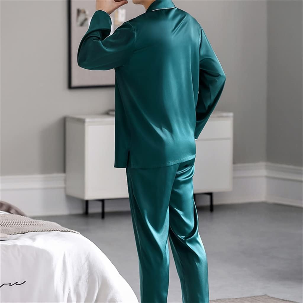 Pajamas Men's Spring and Autumn Silk Ice Long Sleeve Homewear Four Seasons