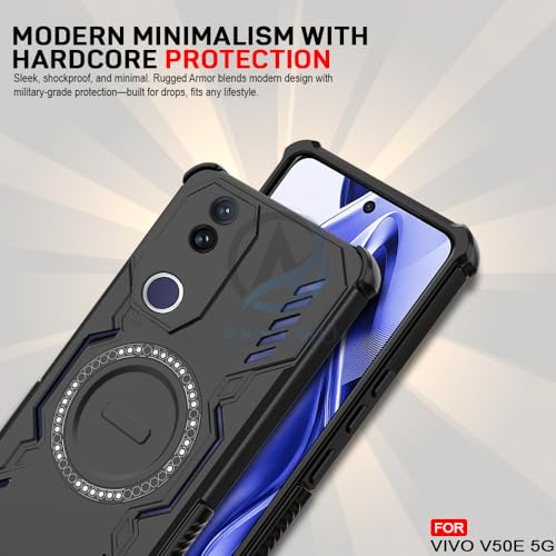 Image of AESTMO Back Case Cover for Vivo V50 / V50E / T4R / iQOO Z10R 5G | Magnetic Case with Built-in Metal Ring | Compatible with MagSafe Accessories | Shockproof Hybrid (PC + TPU, Black)