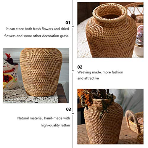 Doitool Rattan Woven Vase, Country Rustic Style Seagrass Flower Pot, Farmhouse Decorative Dried Flower Pot Flower Basket Pot Can For Home House Hotel Decor（7. 07×5. 89×5. 89In） #TOP3