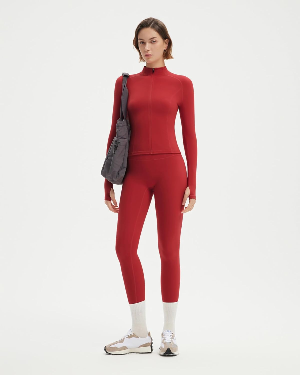 SUUKSESS Women 2 pieces Workout Sets BBL Full Zip Up Jacket High Waist Gym Leggings - Image 6