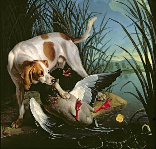 Impression d'art mural Oudry chien et canard sauvage toile vintage haut de gamme 60x90
