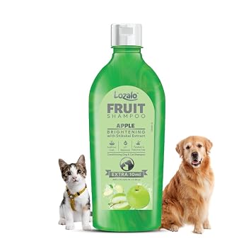 Lozalo Fruit Pet Shampoo 200 ml, Apple | pH Balanced, Paraben Free Conditioning Shampoo for Dogs & Cats of All Breeds | Brightening with Shikakai Extract