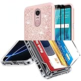 LG Stylo 4 Case, LG Stylo 4 Plus Case, LG Q Stylus Glitter Case with Tempered Glass Screen Protector [2 Pack], LeYi Bling Girls Women Heavy Duty Protective Phone Case for LG Stylo 4 TP Rose Gold