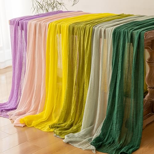 Image of 2Pcs Emerald Green Cheesecloth Table Runner 120 Inches for Party Home Decor