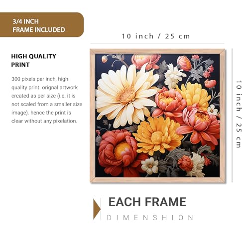 Image of kotart - Painting for Wall Decoration - Pack of 2 - Floral Painting for Living Room Bedroom Office Room Decor - Premium Digital Paintings with Frame for Home Decoration (10x10 inch, E)