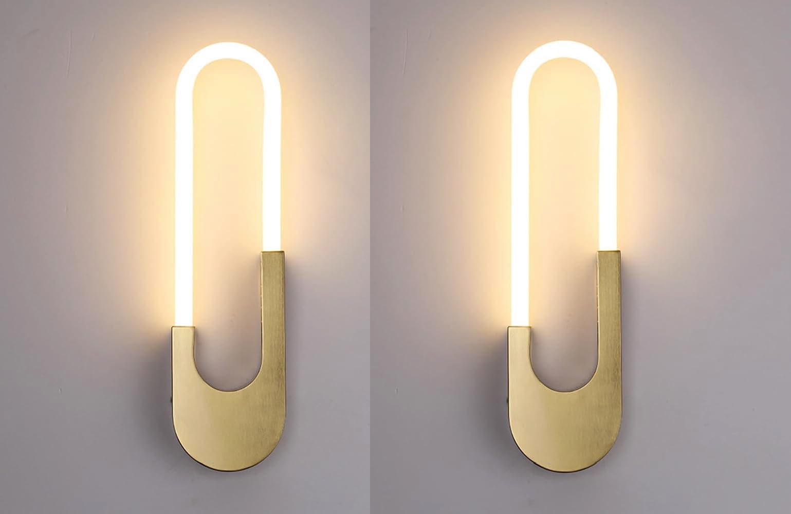 Groeien Pack of 2 | 12w Modern LED Long Wall Sconce Golden Loop Acylic Wall Light for Bedroom Living Room Corridor Lighting Fixtures Wall Mount(Golden Loop, 2)