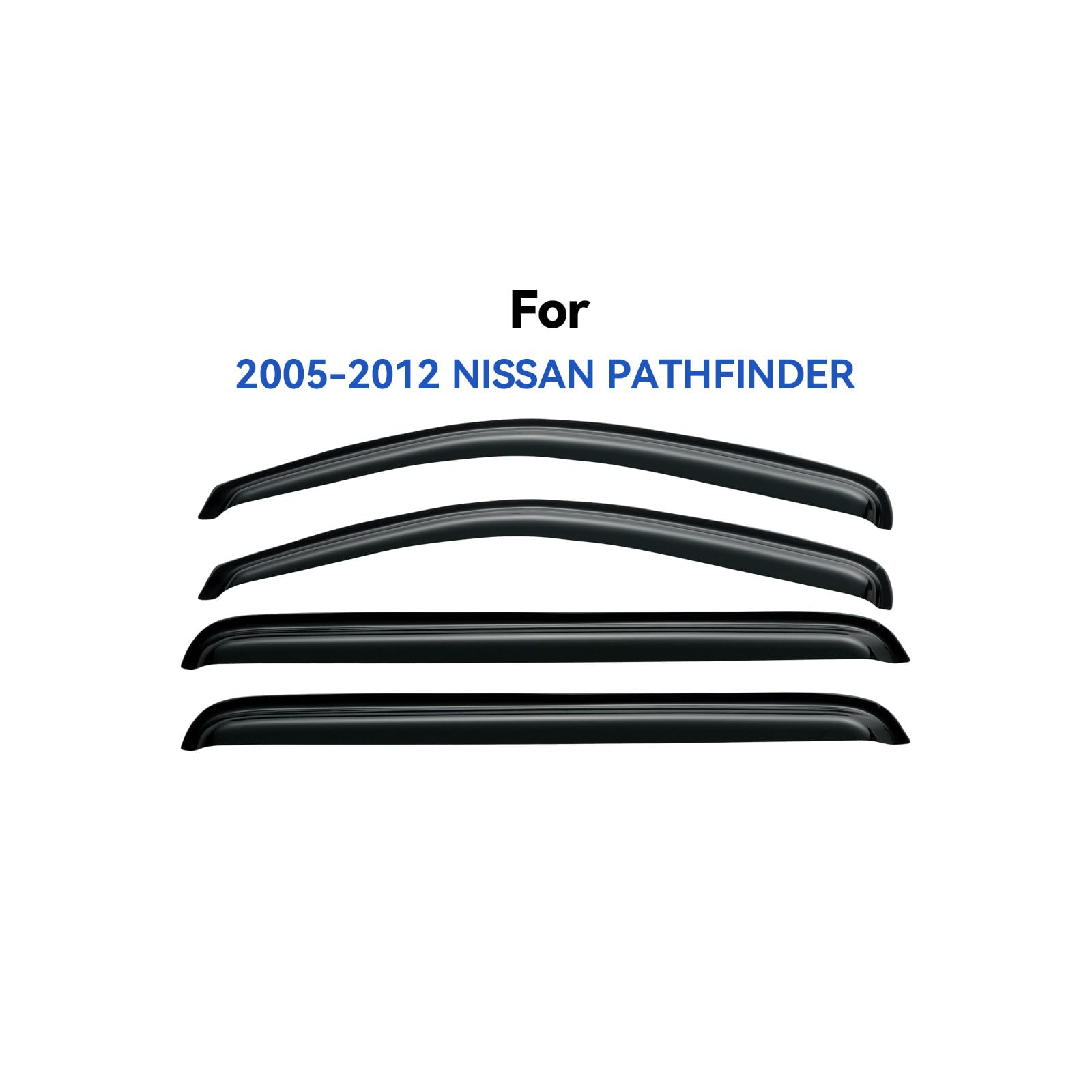 Smoke Window Visors For 2005-2012 Nissan Pathfinder – 4pc Set, In-Channel Style, No Drilling
