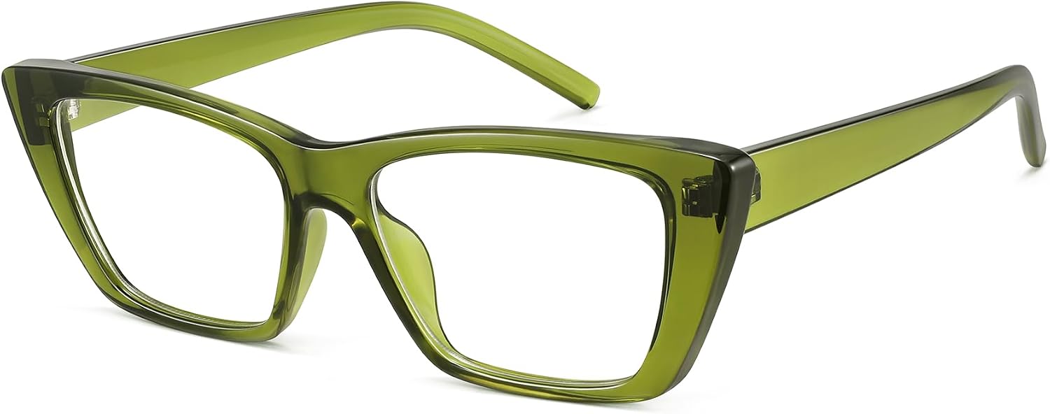 WOWSUN Narrow Small Vintage Cat Eye Frames Eyeglasses for Women Retro Blue Light Blocking Computer Glasses