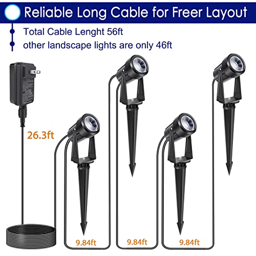 Low Voltage Landscape Lights, Total 56Ft Cable Long Outdoor Landscape Lights Waterproof Led Spotlight With Plug Warm White 12W Small Landscaping Spotlights For Garden,Yard,Walkway(With Transformer) #TOP1