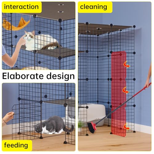 Oneluck Gaiolas grandes para gatos de 4 camadas de 139 cm DIY cercadinho de metal destacável canis g