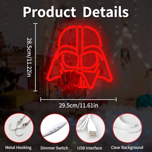 Image of Alien Mask Neon Sign Dimmable Helmet Neon Light Sign Game LED Sign Wars gaming Light Up Sign gamer Neon Lights for Bedroom Man Cave Gamer Gift